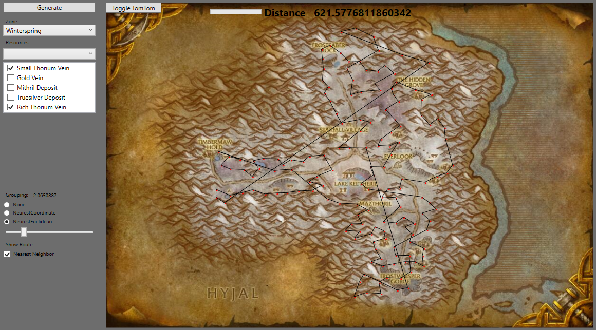 WoW Route planner Nearest Neighbor